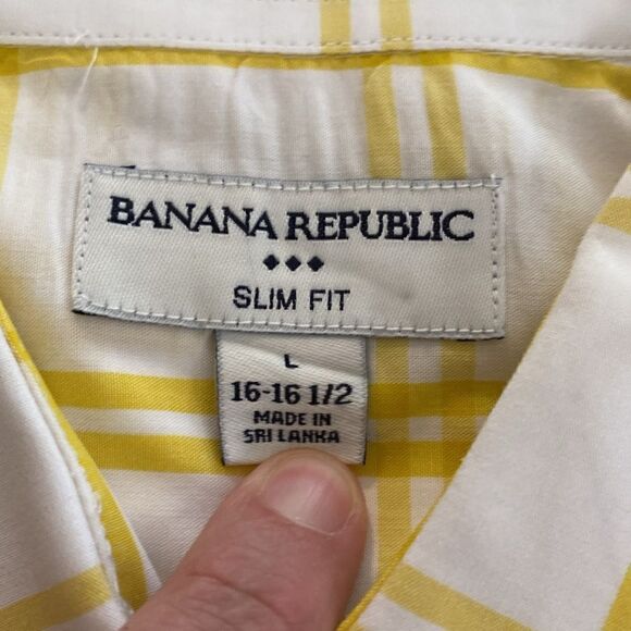 Banana Republic Slim Fit Yellow Plaid Dress Shirt - Picture 2 of 4